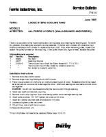 Ferris Service Bulletin F014 Loose hydro cooling fans on all Walk-Behinds and Riders equipped with hydrostatic transmissions