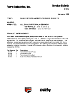 Ferris Service Bulletin F027 Dual Drive transmission drive pulley improvement for DD Models (Serial No. 236 & above) and Dual Drive S Models (Serial No. 101 ? 1232)